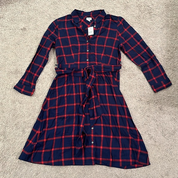 NWT J Crew Tie Waist Flannel Shirtdress 😍🤩 - Picture 15 of 16